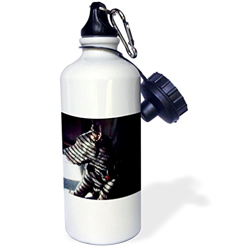 3dRose Blue Dane-Sports - Botella de agua (55 oz), aluminio, color blanco