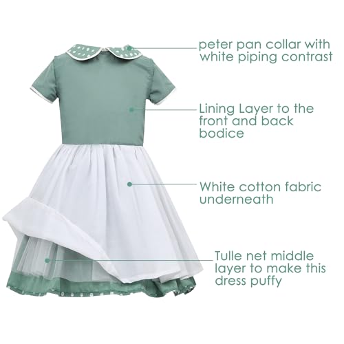 Leadtex Vintage 1950s Polka Dot Audrey Swing Dress 1950s Retro Party A-Line Dress for Girls with Glasses,Socks and Headband2