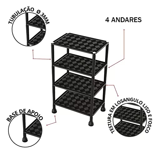 Estante Prateleira Modular 4 Andares Uninjet Preto