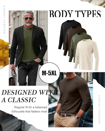 4 Pack Men's Big and Tall Shirts, Long Sleeve Crew Neck T Shirts Basic Casual Fall Tops Trendy Muscle Tees2
