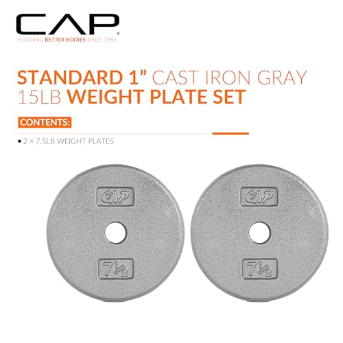 Image of CAP Barbell Standard 1-Inch Cast Iron Weight Plates - Singles & Sets | 1.25-50 lbs | Multiple Options