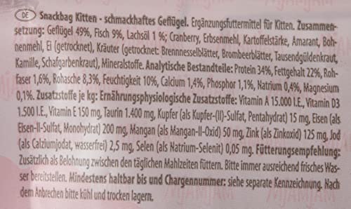 MjAMjAM - Premium Snack für Kitten - Snackbag - Kitten schmackhaftes Geflügel, 1er Pack (1 x 125 g), naturbelassen ganz ohne synthetische Konservierungsstoffe