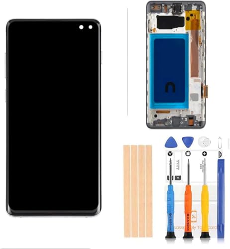 Qvouaw TFT LCD for Samsung Galaxy S10+ Plus G975 Digitizer Screen Touch Assembly Replacement LCD Display G975F/DS G975U G975W 6.4 inch with Prism White (Prism White)