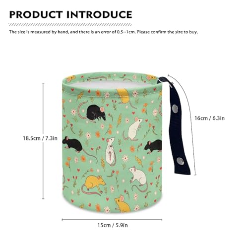 Image of Cute Rats Floral Collapsible Waste Basket Bin Car Trash Can Bags Small Trash Can Car Accessories Interior for Car SUV Trucks