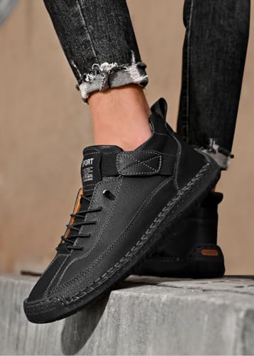 Image of Chukka Boots Mens Beck Shoes Adjustable Leather Shoes for Men Slip On Sneakers Mens Fashion Shoes Comfortable Handmade