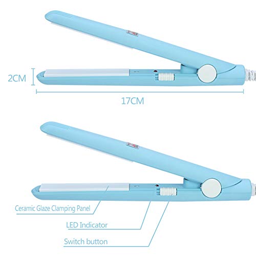 Plancha para cabello 2 en 1 mini azul con placas cerámicas miniatura 2