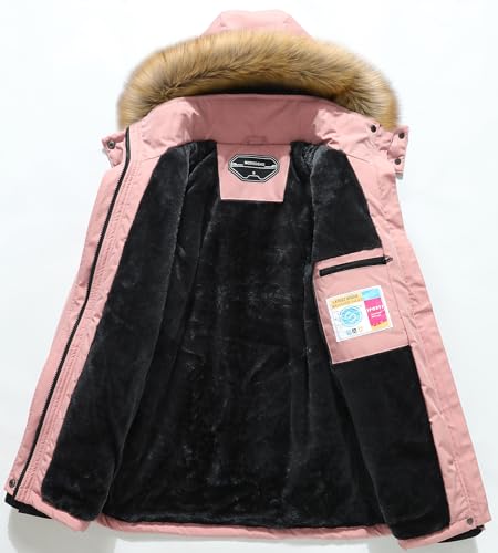 Image of MOERDENG Women's Waterproof Ski Snow Jacket Winter Warm Hooded Snow Coat Mountain Windproof Ski Jacket For Women