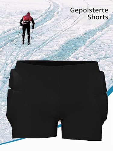 Hüftschützende, gepolsterte Shorts für Kinder, 3D-schützende, gepolsterte Shorts, Crash-Po-Pads für Snowboard, Skate, Aufprallpolster, Hüftschutz (Schwarz, Größe: S)