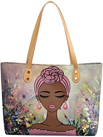FZNHQL Tote Bags American Melanin Girl Gifts Handbags For Black Women Afro Fashion Shoulder Bags Work Travel Bag