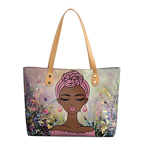 Fznhql Tote Bags American Melanin Girl Gifts Handbags For Black Women Afro Fashion Shoulder Bags Work Travel Bag #TOP2
