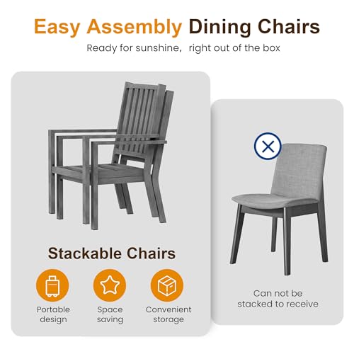 RoyalCraft Patio Dining Chair Set of 4, Aluminum Outdoor Dining Chairs with Waterproof Cushions, Metal Outdoor Patio Furniture Seating for Porch, Balcony, Deck, Backyard, Gray - Image 6