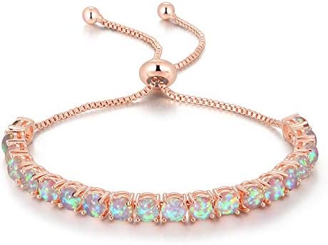 CiNily Rose Gold Bracelet-Adjustable Opal Tennis Bracelet Fashion Jewelry Gifts for Women