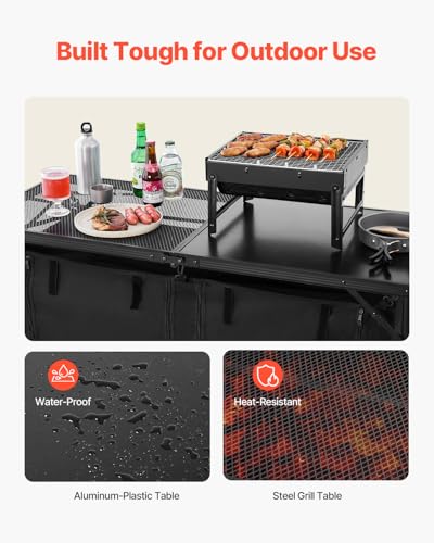 Table de cuisson extérieur pliante VEVOR réglable avec rangement - 5