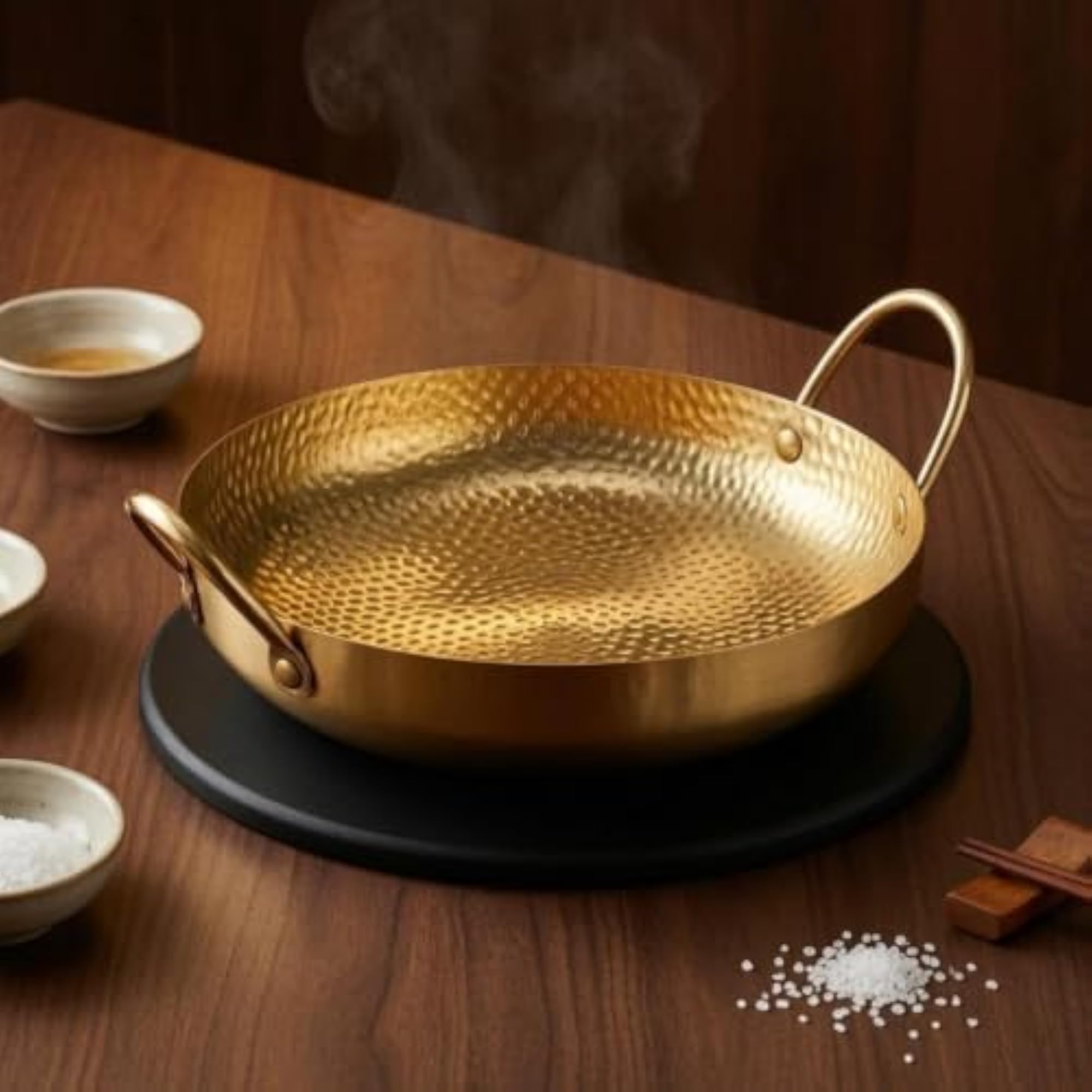 One-Piece Double Handle Stainless Steel Pot, 20cm Gold