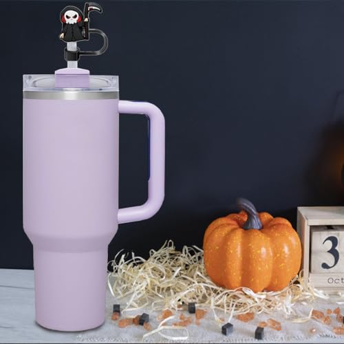 12 PCS Halloween Straw Toppers for Stanley 30&40 Oz Tumbler, 10mm/04in Straw Covers Cap for All 9-10mm Straws, Dust-Proof Reusable Protector Topper for Water Bottle