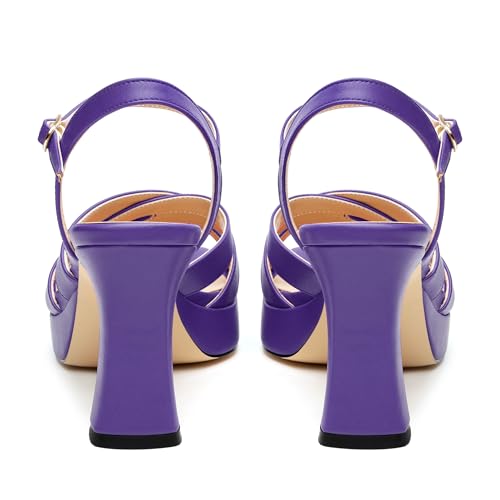 Image of Women Square Toe Platform Block Heel Sandals 3.3''