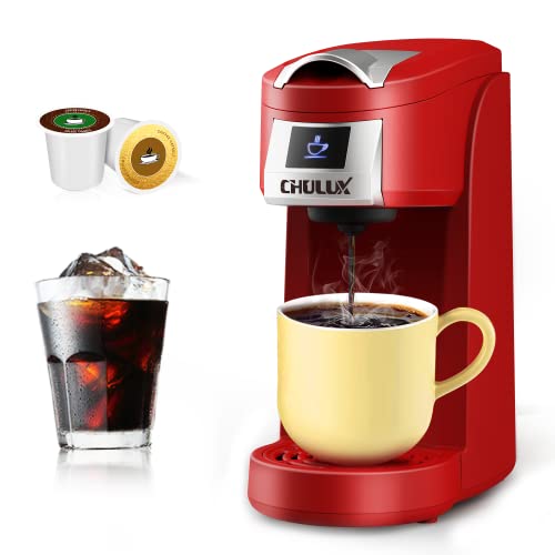 CHULUX Single Serve Coffee Maker, Red Single Cup Coffee Machine for K Cup & Ground Coffee, 5 to 12oz...