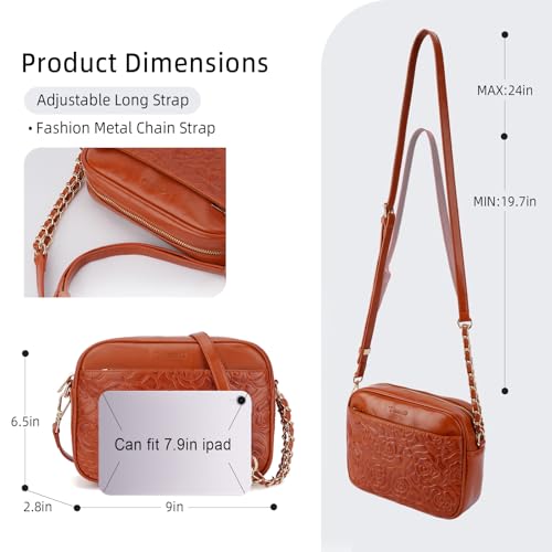Image of Small Crossbody Bags for Women, Embossed Vegan Leather Crossbody Purses, Travel Shoulder Handbags with Strap
