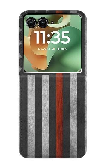 Étui en Cuir Motorola Razr 60+ 2025 Finition Excellente Housse Protection Drapeau Thin Red Line