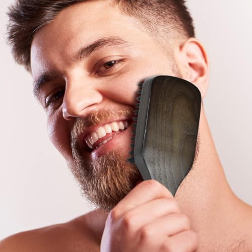 100% Boar Bristle Brush shin enhancer for beard & hair, stiff Bristles for medium Hair & beard. Restore Shine And Texture. Cleaning brush included
