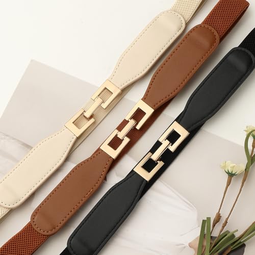 3 Pack Women Skinny Elastic Belts for Dress Waist Belt for Pants Stretch Thin Belt3