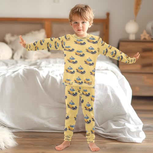 Pajama Sets Long Sleeve Yellow Taxi Car Soft Comfy Sleepwear 2 Piece PJS 3-8T 6
