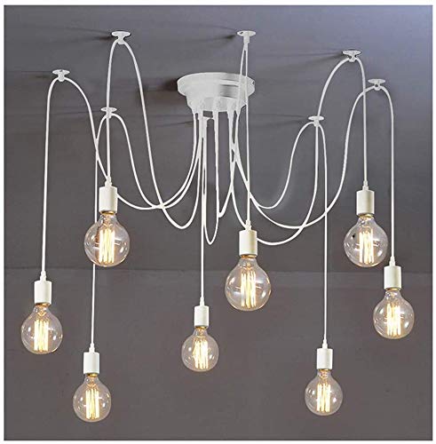 Suspension E27 Edison YangRy lustre blanc 8 bras luminaire plafonnier loft