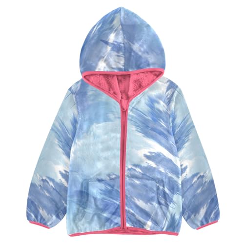 GuoChe Light Blue Tiedye Boys Hooded Fleece Jacket