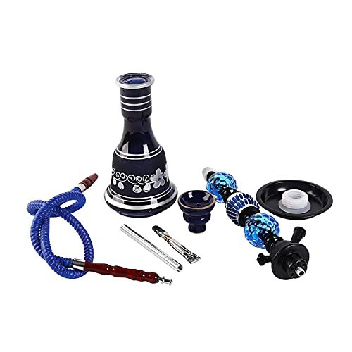 Overvloedi HookahShisha Pfeife Glas Hookah Set mit Keramik Sheesha Schale Metall Kohle Zange Lederschlauch Zubehör… – Bild 4