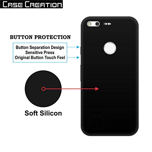 Image of Case Creation Compatible with Google Pixel Back case, Google Pixel Slim Flexible Smart Look case with 360 Camera All Angle Protection (Pure Black)