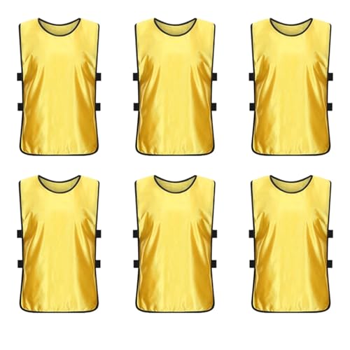 Sports Petos de Entrenamiento 6 camisetas de fútbol for entrenamiento deportivo, de malla, sueltas, for baloncesto, críquet, fútbol, ​​voleibol, rugby, accesorios deportivos.(Light Yellow,115-145cm)