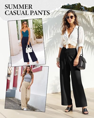 ZOOSIXX Soft Black Pajama Pants for Women, Wide Leg Comfy Casual Lounge Yoga Capri Pants 22'' / 30''