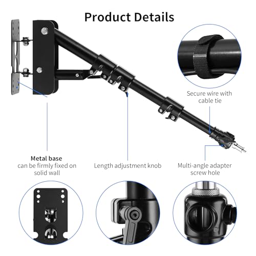 image for Selens Wall Mount Triangle Boom Arm 39.37inch/100cm, Ring Light Mount 