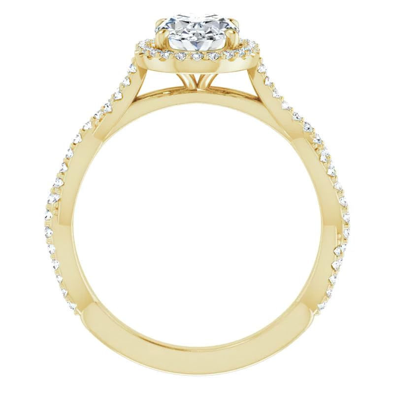 1-7 CT Custom Moissanite Engagement Ring – Multiple Shapes & Sizes | Twisted Band with Hidden Halo | Lab Diamond Alternative in Halo Setting with Sparkling Pave Band – Moissanite in 925 Steling silve &10k/14k/18k White, Yellow & Rose Gold – Ideal for Weddings & Proposals3