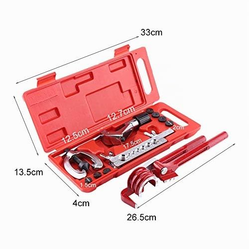 GOTOTOP Kit Svasatura Tubi con Tagliatubi, Piegatubi e Chiave a Cricchetto - Doppia e Singola Svasatura 45° per Rame, Alluminio, Acciaio per Tubi 1/4",5/16",3/8" Pollici