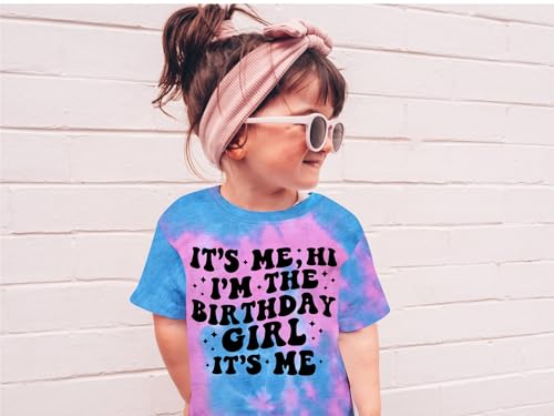 Image of LOTUCY Birthday Girl Outfit for Kids Its Me Hi Im The Birthday Girl Shirt Letter Printed Princess Birthday T-Shirt