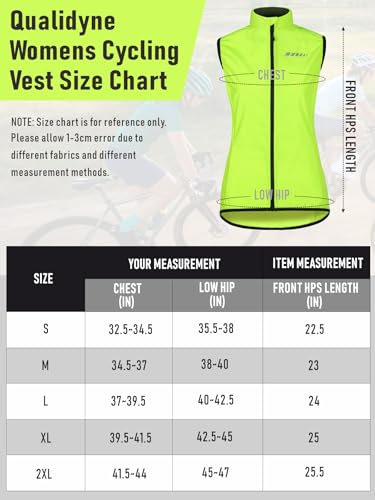 qualidyne Colete feminino de ciclismo, leve, sem mangas, à prova de vento, com bolsos, Amarelo, G