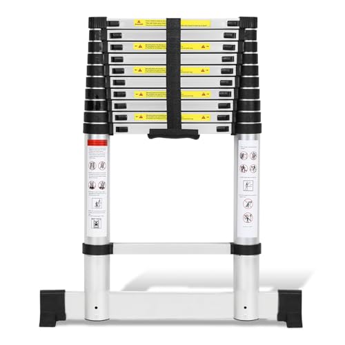 Cecaylie 3.2M Aluminium Teleskopleiter mit 2 Abnehmbarem Haken, Ausziehbar...