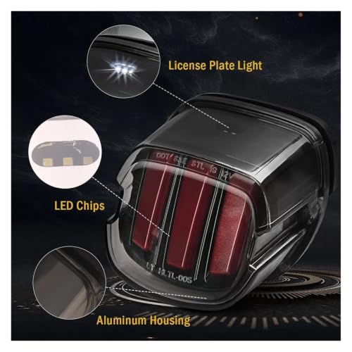 Luz trasera LED universal con intermitentes integrados para Softail y Road King 5