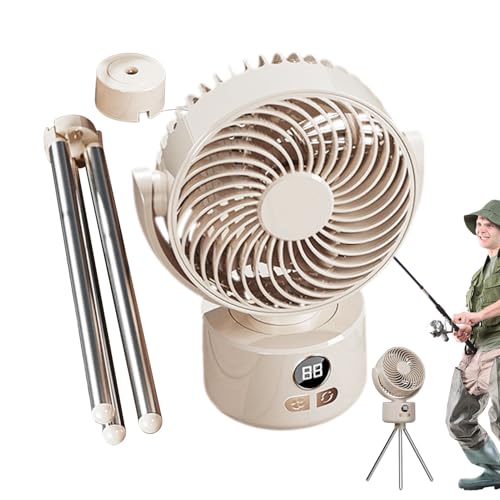 Hogvinnatil Ventiladores recargables para el hogar, ventilador de mesa con trípode, flujo de aire de refrigeración silencioso y portátil, plegable, eficiencia energética para exteriores, viajes, coche