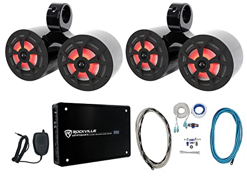 Rockville RKL65MBW Bundle con parlantes marinos y amplificador