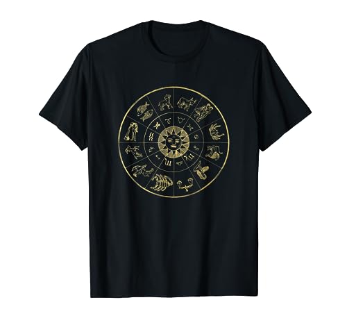 Vintage Astrology Zodiac Wheel Star Sign T-Shirt