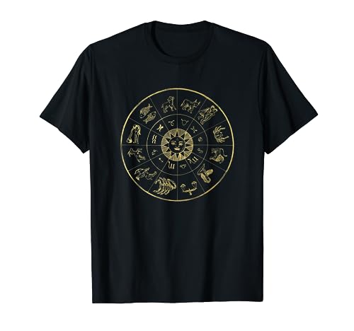 Vintage Astrology Zodiac Wheel Star Sign T-Shirt