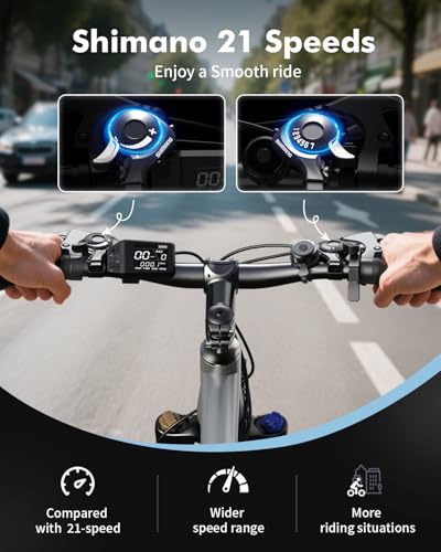 Image of Qlife Electric Bike for Adults /Teens Racer, 20+MPH 21-Speed Peak 1200W Brushless Motor Adult Electric Bicycles, 48V 10.4Ah Removable Battery Mountain Ebike, Up to 55 Miles, 27.5X2.1 Tire E Bike