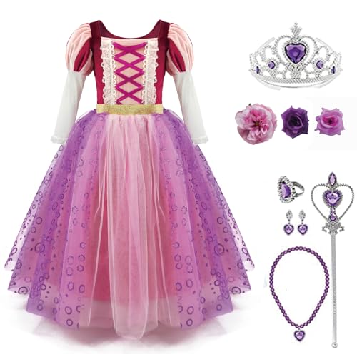 Disfraz princesa morado para niñas 6-7 años miniatura 1