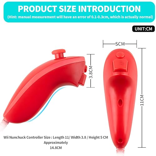Image of LongLongJin Wii Controllers 4 Packs Nunchucks Remote joystick Compatible Wii Console & Wii U,Replacement for Nunchuck Controller,Compatible with Nintendo Games Gamepads (Pink+Sky Blue+Red+Dark Blue)