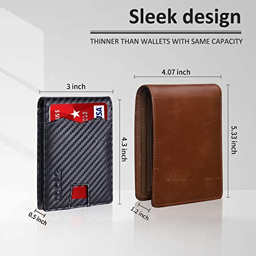 Wallet RFID Slim Minimalist Mens Bifold leather Card Holder RFID blocking wallets Small Thin Front pocket smart Fit travel Purse with ID window Gift box4