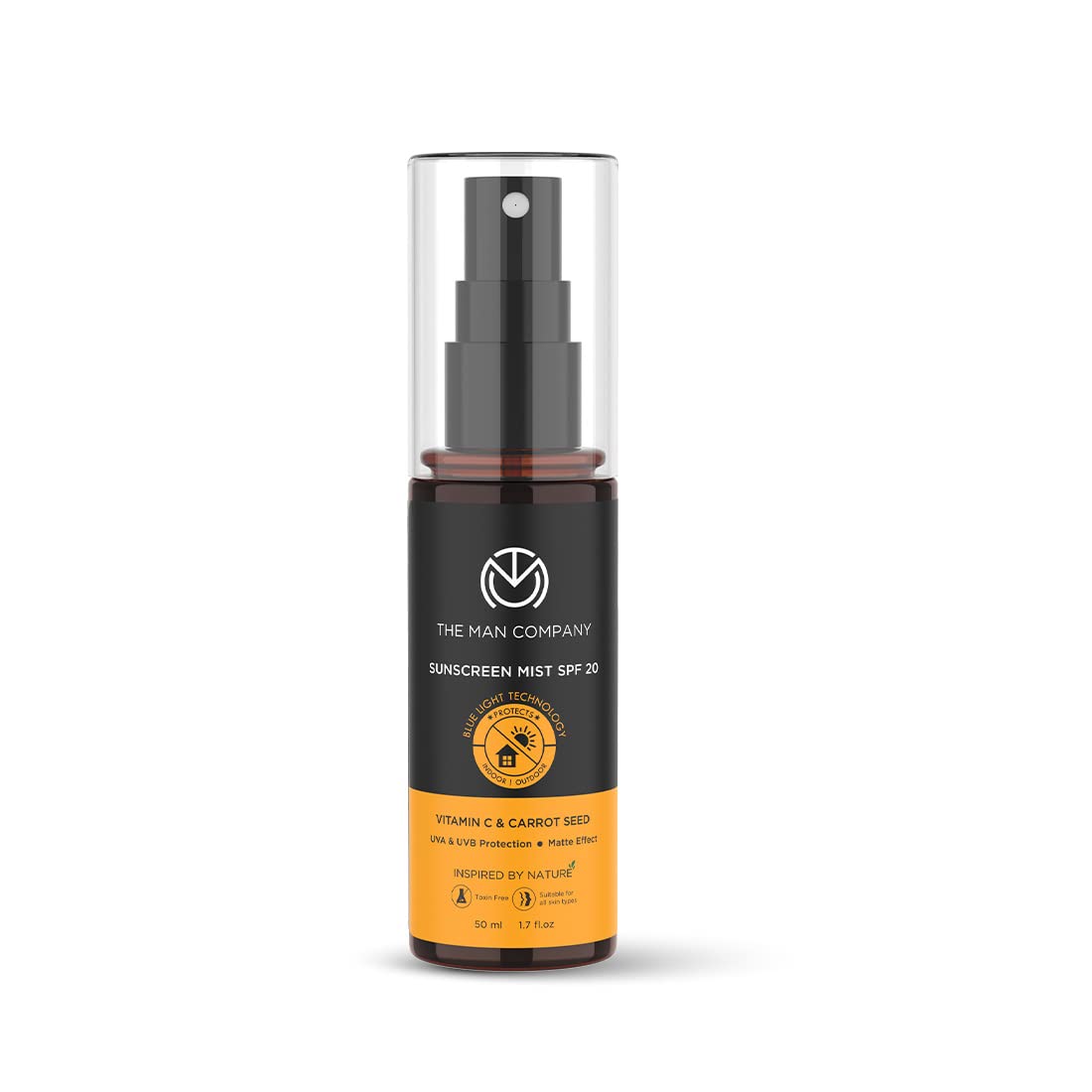 The Man Company Sunsreen Matte Finish Mist / Spray with Vitamin C & Carrot Seed | SPF 20 PA +++ | Water Resistant - 50ml