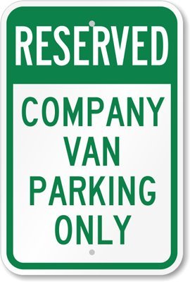 SmartSign 18 x 12 inch “Reserved - Company Van Parking Only” Metal Sign, 63 mil Laminated Rustproof Aluminum, Green and White, Made in USA