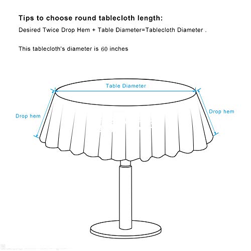 Aoohome 60 Inch Round Geometric Tablecloth, Polyester Spill-Proof Water Repellent Geometric Quatrefoil Table Cloth For Holiday Party, Gathering, Machine Washable, Heavy Weight, Khaki #TOP6